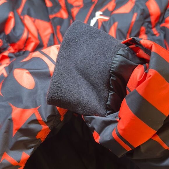 Nike Just Do It All Over Print Puffer Jacket Womens Small Orange Black - Picture 9 of 10
